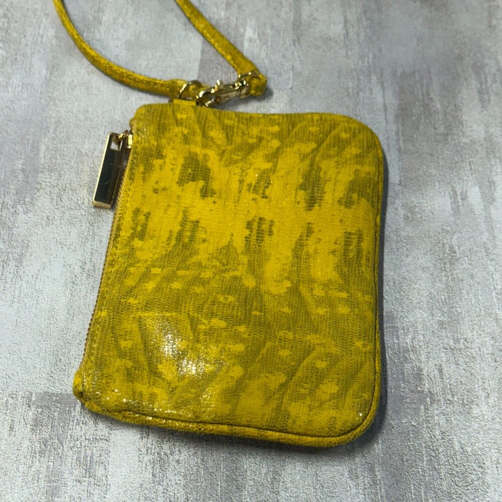 TORY BURCH Reva Croc Embossed Leather Wristlet Wallet - Yellow - Picture 3 of 9